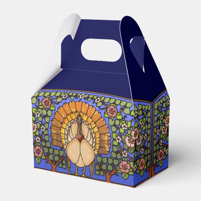 Stained Glass Thanksgiving Turkey Gable Favour Box (Front Side)