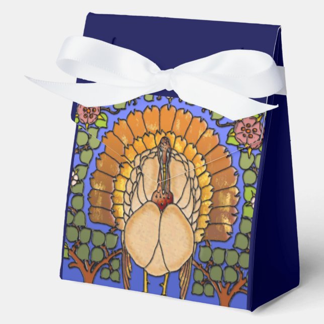 Stained Glass Thanksgiving Turkey Tent Favour Box (Front)
