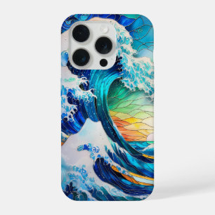 Stained Glass The Great Wave off Kanagawa iPhone 15 Pro Case
