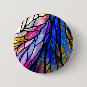 Stained Glass, Tiffany - Style,  6 Cm Round Badge