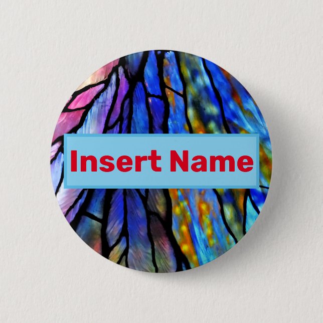 Stained Glass, Tiffany - Style,  6 Cm Round Badge (Front)