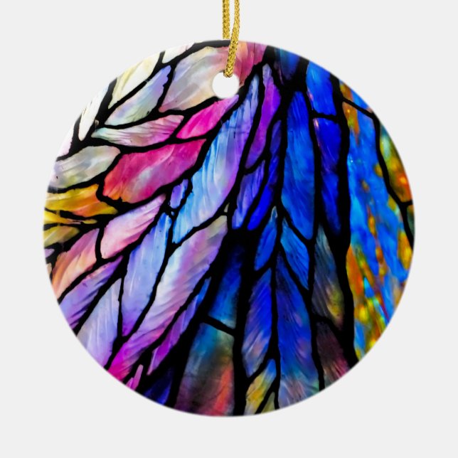 Stained Glass, Tiffany - Style,  Ceramic Tree Decoration (Front)