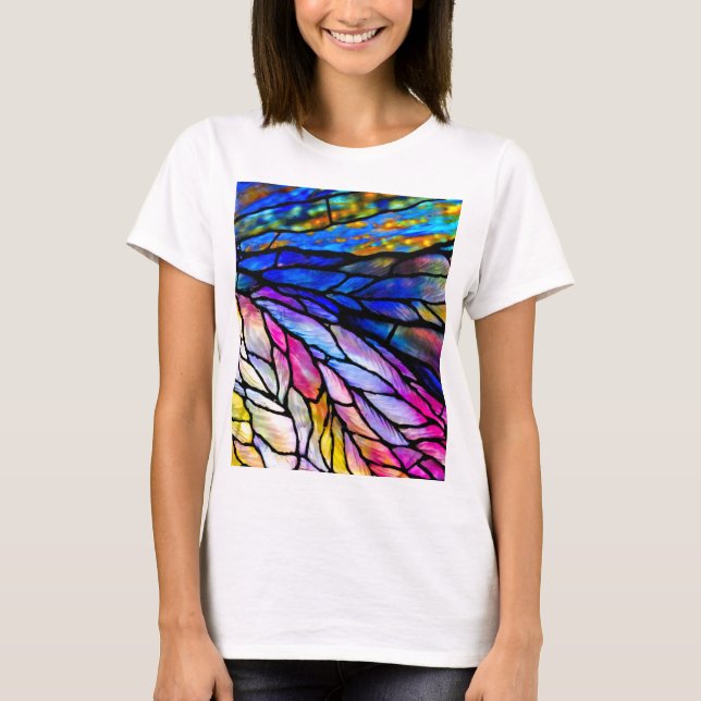 Stained Glass, Tiffany - Style,  T-Shirt (Front)