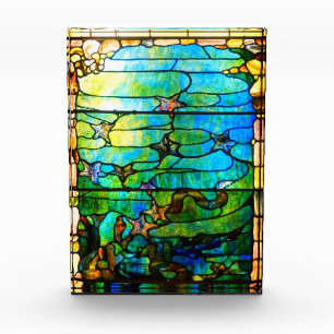 Stained glass tiffany window starfish sea photo block