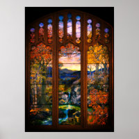 Stained glass tiffany window Victorian elegant