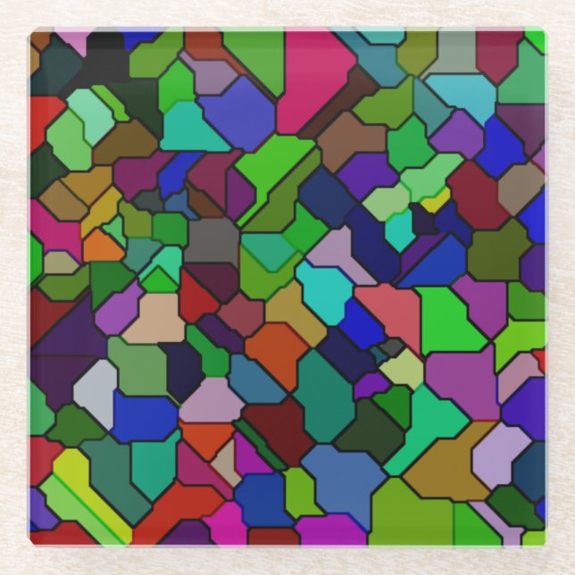 Stained Glass Tilted Tile Glass Coaster (Front)