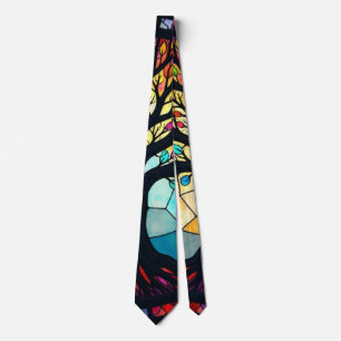 Stained Glass Tree of Life Ceramic Tile Tie