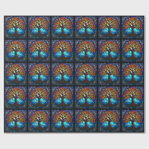 Stained Glass Tree of Life Ceramic Tile Wrapping Paper