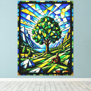Stained Glass Tree of Serenity Canvas Print