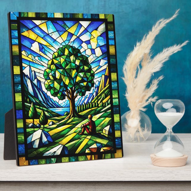 Stained Glass Tree of Serenity Plaque (Side)