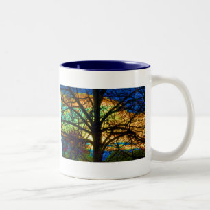 Stained Glass Tree Two-Tone Coffee Mug