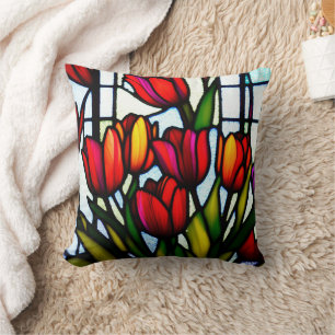 Stained Glass Tulips,  Cushion