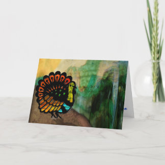 Stained Glass Turkey in Stone Canyon - Personalise Holiday Card