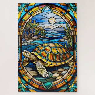 Stained Glass Turtle Jigsaw Puzzle