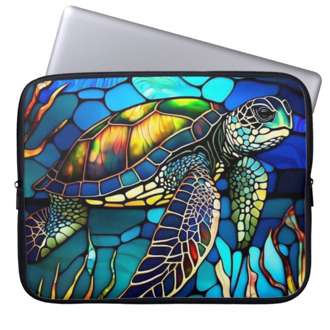 Stained Glass Turtle Laptop Bag (Front)