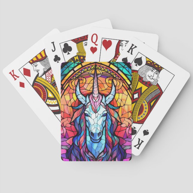 Stained Glass Unicorn Playing Cards (Back)