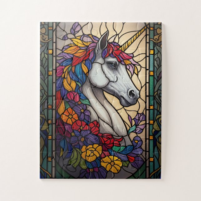 stained glass unicorn puzzle (Vertical)