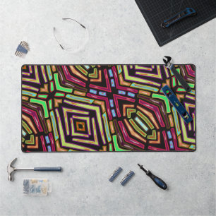 Stained Glass Vibe Colourful Jewels Pattern Desk Mat