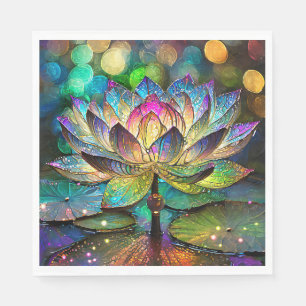 Stained Glass Vibrant Lotus Flower Napkin