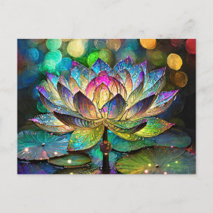Stained Glass Vibrant Lotus Flower Postcard