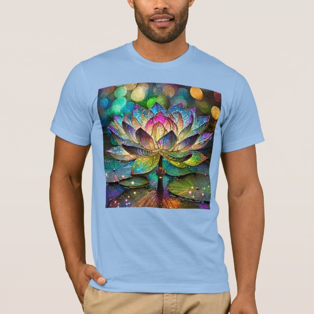 Stained Glass Vibrant Lotus Flower T-Shirt (Front)