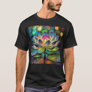 Stained Glass Vibrant Lotus Flower T-Shirt