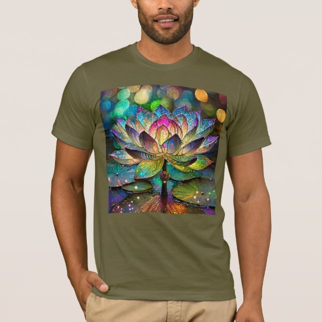 Stained Glass Vibrant Lotus Flower T-Shirt (Front)