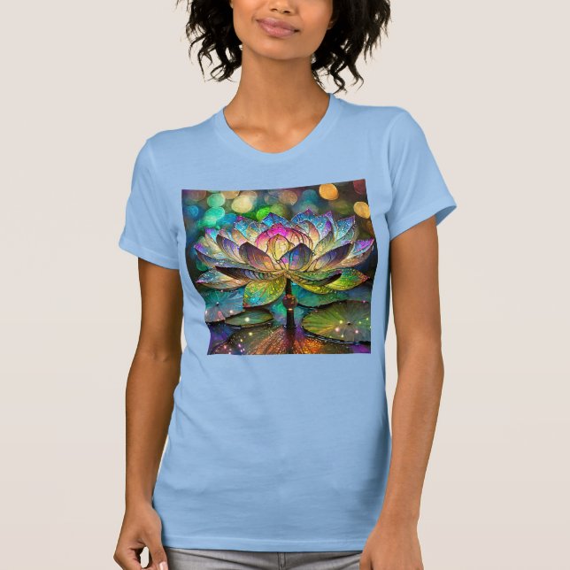 Stained Glass Vibrant Lotus Flower T-Shirt (Front)