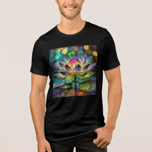 Stained Glass Vibrant Lotus Flower Tri-Blend Shirt