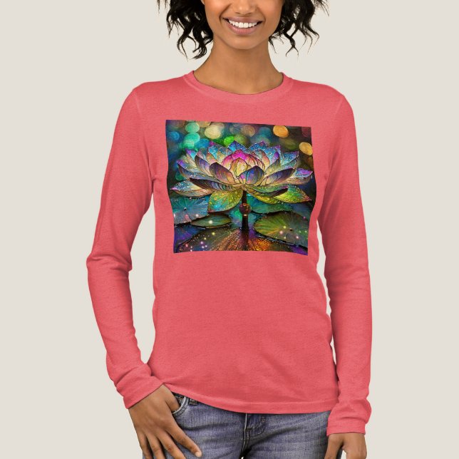 Stained Glass Vibrant Lotus Flower Tri-Blend Shirt (Front)