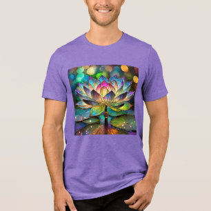 Stained Glass Vibrant Lotus Flower Tri-Blend Shirt