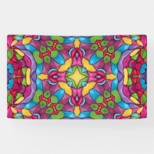 Stained Glass Vintage Purple Kaleidoscope Banner