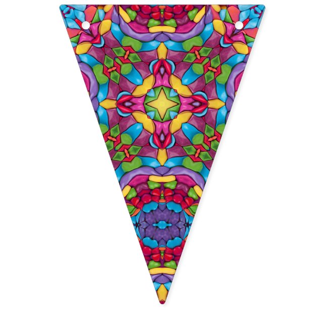 Stained Glass Vintage Purple Kaleidoscope Bunting (Second Flag)