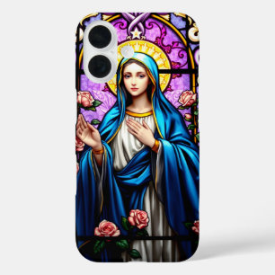 Stained Glass Virgin Mary Catholic Christian iPhone 16 Case