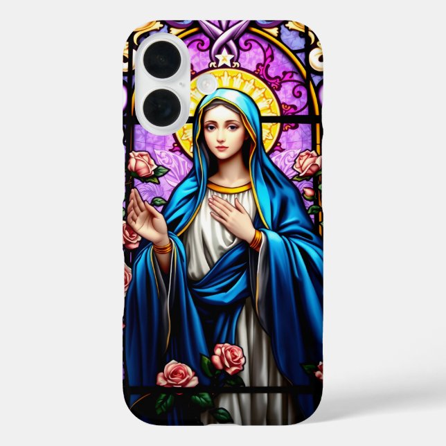 Stained Glass Virgin Mary Catholic Christian Case-Mate iPhone Case (Back)