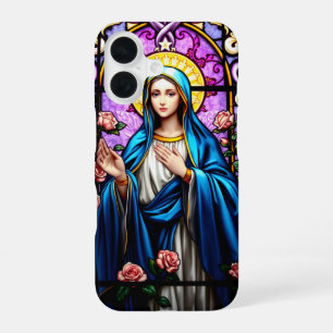 Stained Glass Virgin Mary Catholic Christian iPhone 16 Case