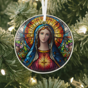 Stained Glass Virgin Mary Tree Decoration