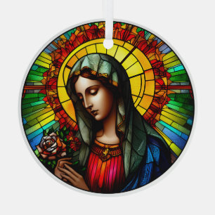 Stained Glass Virgin Mary Tree Decoration