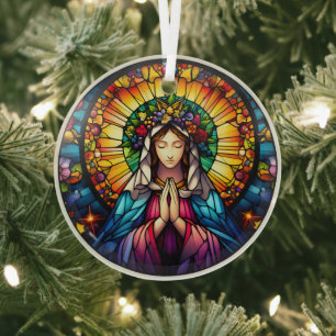 Stained Glass Virgin Mary Tree Decoration