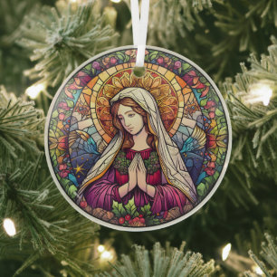 Stained Glass Virgin Mary Tree Decoration