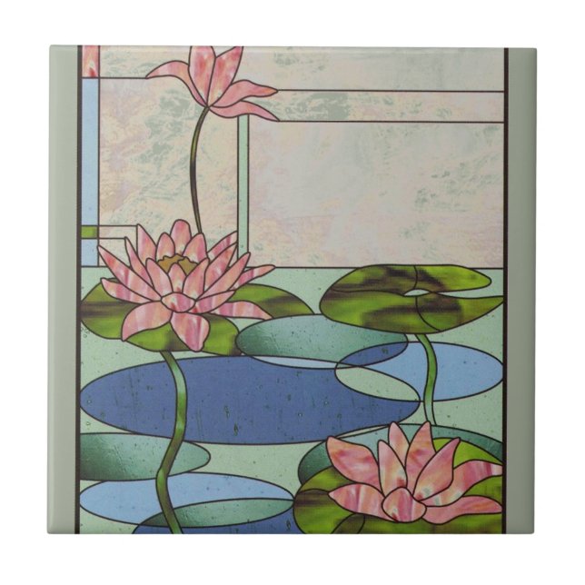 Stained glass water lilies tile (Front)