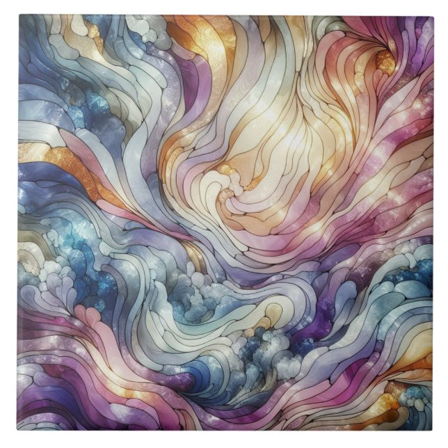 Stained glass wave tile (Front)