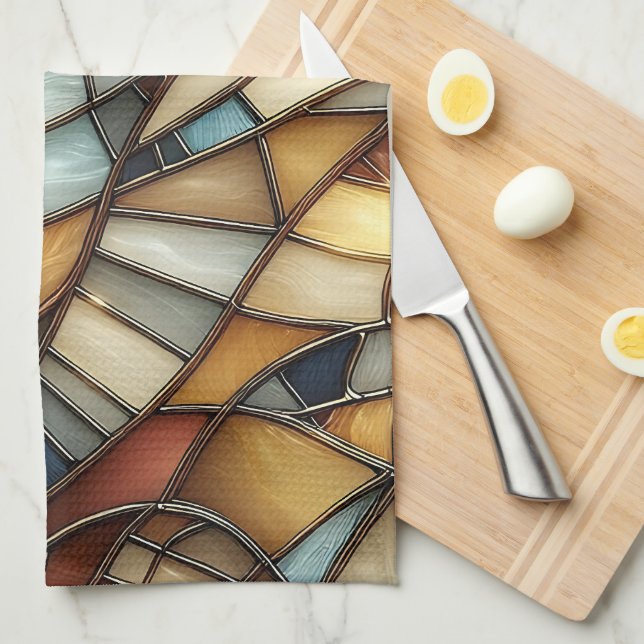 Stained Glass Waves Tea Towel (Quarter Fold)