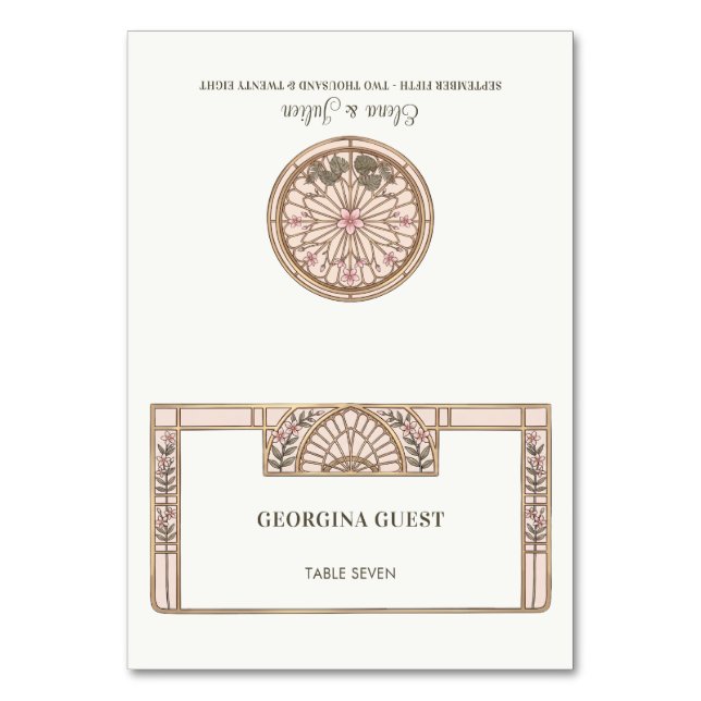 Stained Glass Wedding Foldable Place Card (Front)