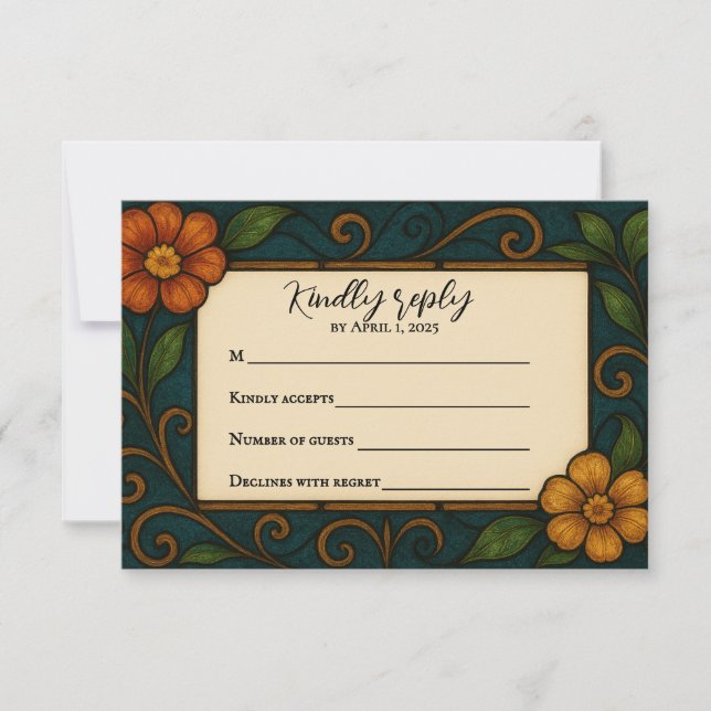 Stained Glass Wedding RSVP Card (Front)