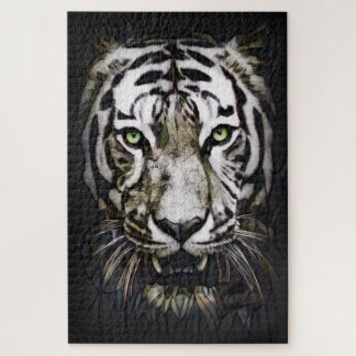 Stained Glass White Tiger Jigsaw Puzzle