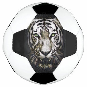 Stained Glass White Tiger Soccer Ball