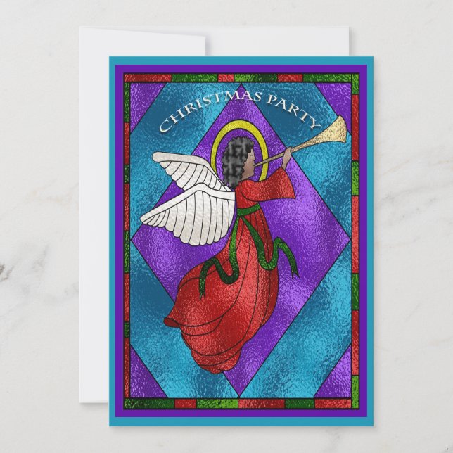 Stained Glass Window Angel Christmas Party Invitation (Front)