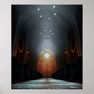 Stained Glass Window Church Poster