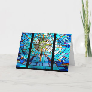stained glass window, cross card